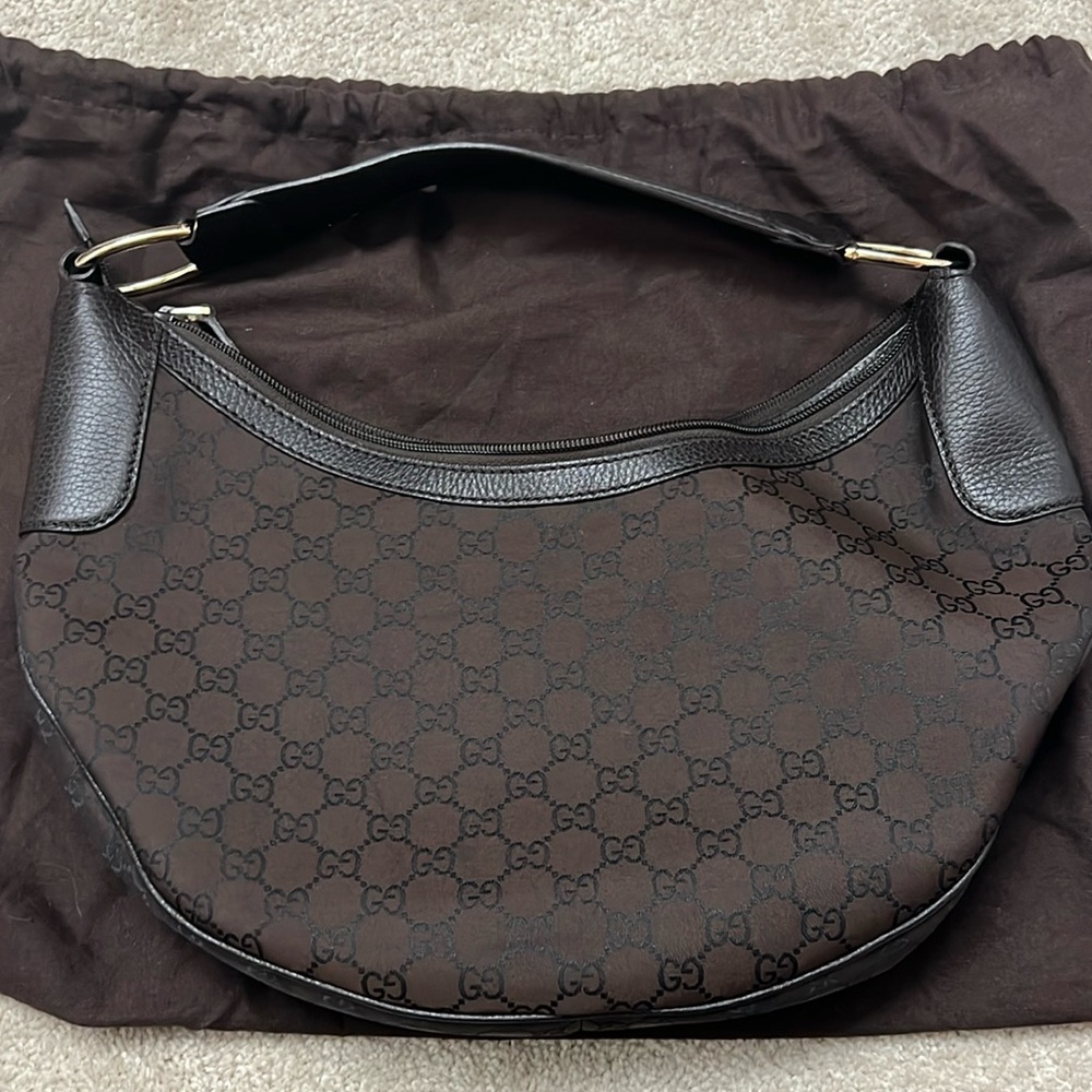 Gucci Vintage Canvas Brown Shoulder Bag
